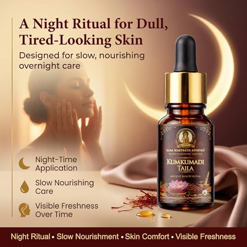 Image of Kumkumadi Tailam Face Oil 10 ml | Kumkumadi Oil for Face /Kunkumathi Thailam With Kashmiri Saffron & Sandalwood for Glowing Skin, Dark Spots & Radiance
