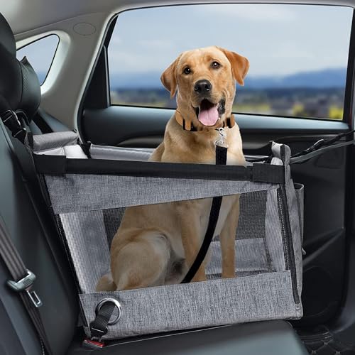 NINQ Seggiolino Auto Animali Domestici per Fiat Panda Punto Ulysse Brava Barchetta Marea Multipla, Universale Impermeabile Seggiolino Portatile Pieghevole per Cani Trasportino,B-Grey