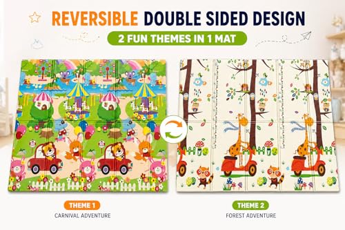 Image of WENGTY BPA Free Extra Large Big Size Non Slip Reversible Giraffe Print Baby Play Mat for Learning & Crawling,Foldable Foam Floor Mats for Toddlers Kids Play Room (200X150CM 8MM Thickness)