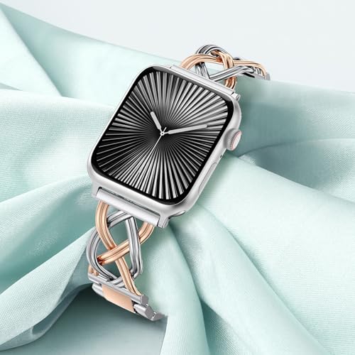 Image of TOYOUTHS Dressy Bracelet Compatible with Apple Watch Bands 38 /40 /41 /42 /44 /45 /46 /49mm Women, Celtic Stainless Steel Metal Fancy Nice Pretty Strap for iWatch Series 11 10 9 8 7 6 5 4 Ultra /SE 3 2 1