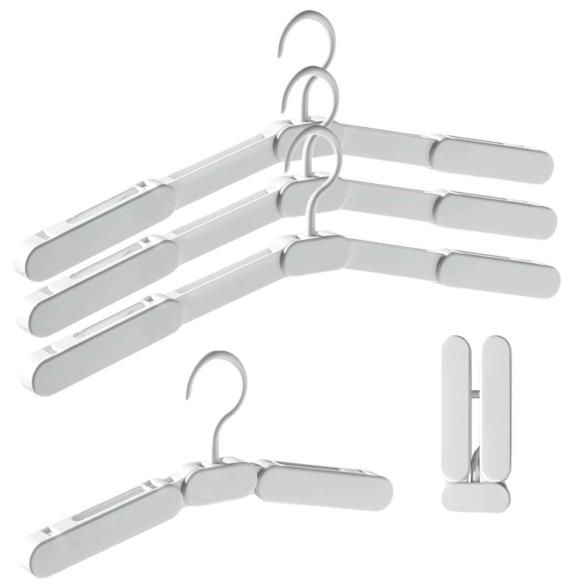 Ygkjdm White 3Pcs Modern Foldable Hangers, Compact Adjustable Travel Hangers With 3 Modes & Abs Construction For Home Hotel Closet Space Saving