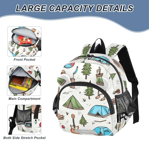 Kid's Backpack for Boys & Girls Toddler Bag Camping Cactus Guitar Backpack with Safety Leash4