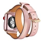 Maxjoy Compatible with Apple Watch Band, 38mm 40mm 41mm Watch Bands Soft Leather Strap Replacement W