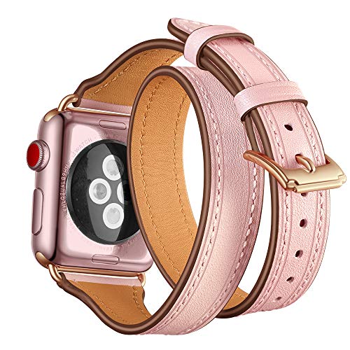 Maxjoy Compatible With Apple Watch Band, 38Mm 40Mm 41Mm Watch Bands Soft Leather Strap Replacement Wristband With Clasp Compatible With Apple Iwatch Se Series 8 7 6 5 4 3 2 1 Sport Edition, Pink #TOP24