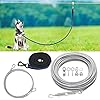 XiaZ 100ft Dog Tie Out Cable with 8 Ft Nylon Bungee Runner, Protects Trees for Outdoor Use