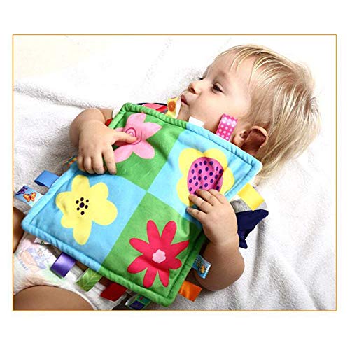 Image of G-Tree Baby Boy Tag Security Blanket - Plush Cotton, Classic Security Comforter, Soft Velvet & Satin Tags, 10.43 x 10.43 inches, Multicolor