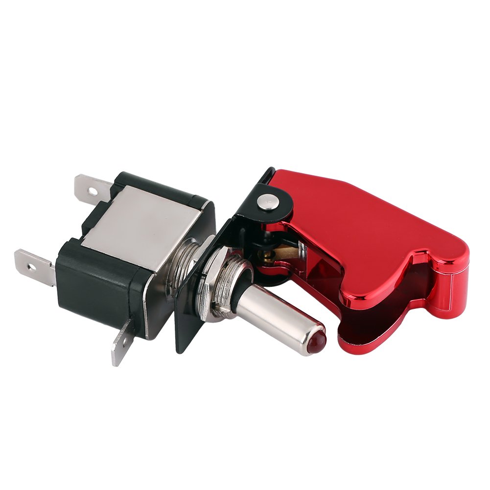 Led Tuimelschakelaar Rood Aan-uit 12v, 20a 2 Tab Contacten Installatie Afmeting O13mm In Blister