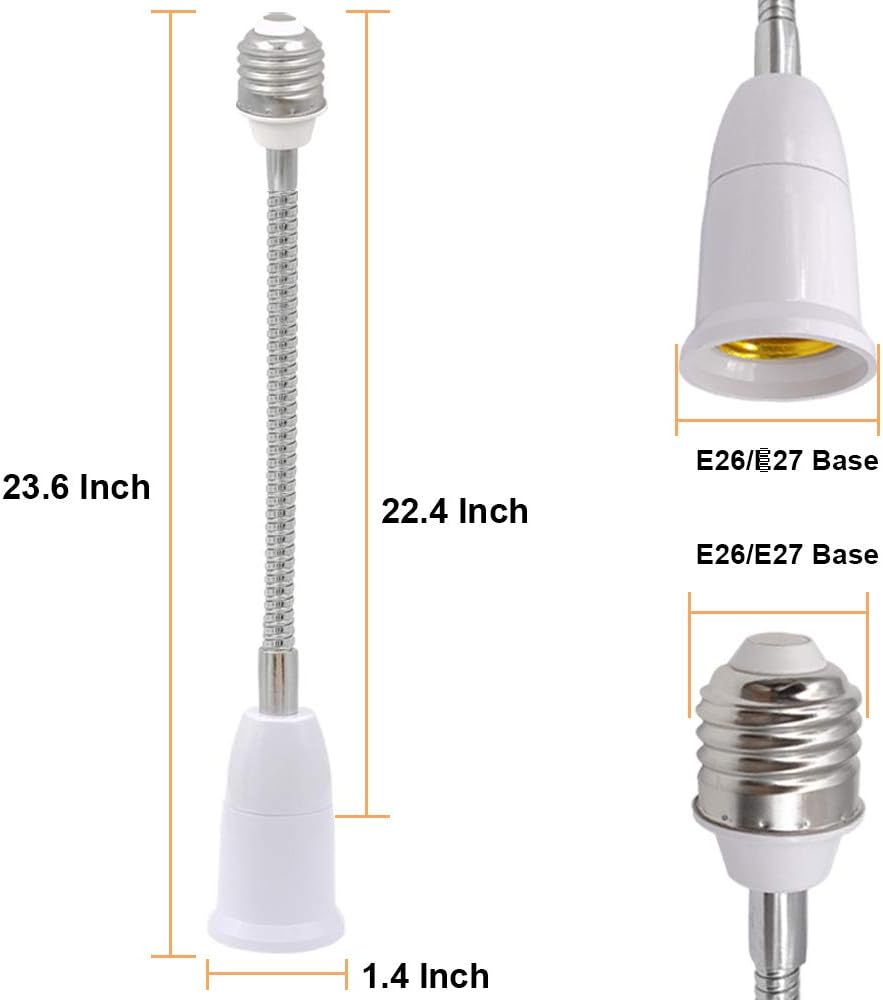 360 ° Flexible Extension E26 to E26 Light Bulb Adapter 57CM/22.4 Inch