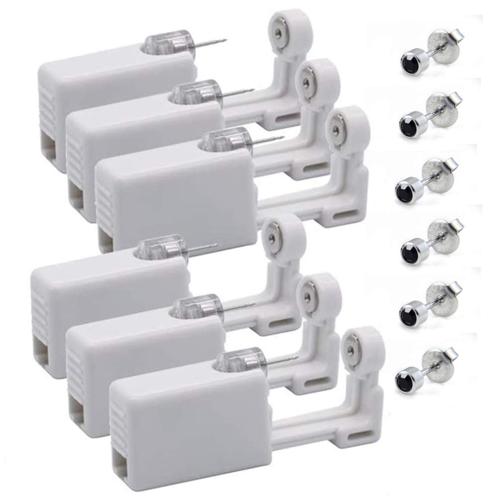 sus 6 paquetes Piercing de Oreja Desechable, Pistola de Perforación de Oreja con Tachuelas, Juego de Herramientas de Pistola de Perforación, para Uso Doméstico