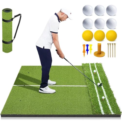 Tapis de golf double texture pour drive et putting avec mousse de 15 mm