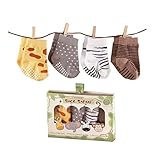 Baby Aspen, Sock Safari Four-Pair Animal-Themed Socks Set, 0-6 Months