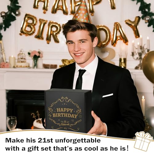 21st Birthday Gifts for Him - Premium Black Gift Set Including Stainless Steel Tumbler 20oz, Baseball Cap, Cotton Socks, Natural Stone Bracelet & Birthday Card – It Took 21 Years to Look This Good - Image 6