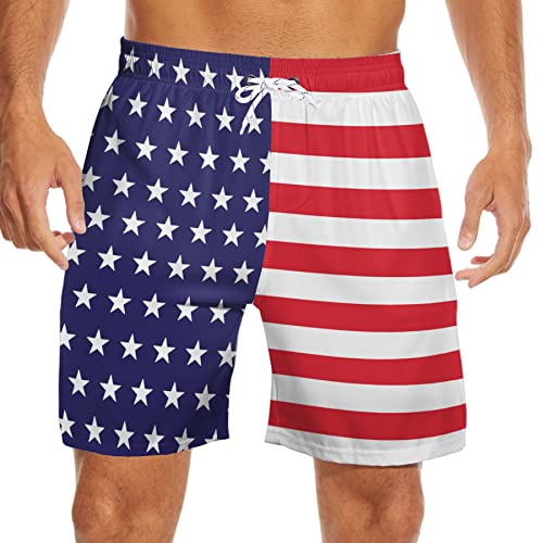 Mens Swim Trunks with Compression Liner American Flag Swim Trunks Men Board Shorts Men's Swimsuit 7 Inch Inseam2