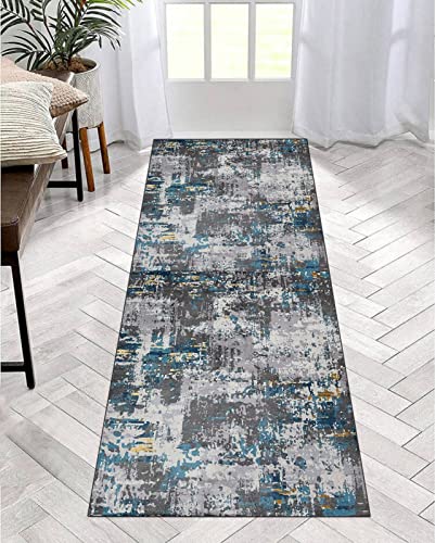 Alfombra corredor pasillo cocina gris azul antideslizante alfombra corredor alfombra de pasillo lavable moderna dormitorio sala de estar alfombra ancho 40 cm/50 cm/60 cm/70 cm/80 cm/90 cm/100 cm