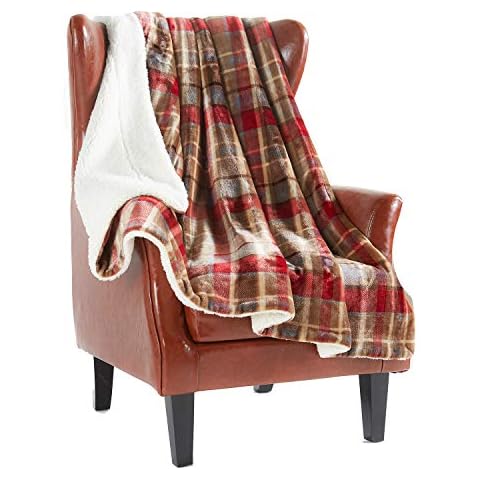 MERRYLIFE Plaid Sherpa Throw Blanket for Couch | Ultra-Plush Decorative Soft Colorful | Plush Travel Chair Blanket Throws(60" 70",Love Urban) Cover