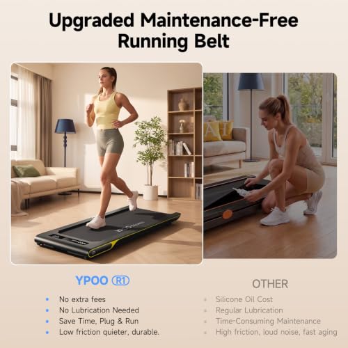 Image of YPOO Ultra Slim Walking Pad Treadmill with 14% Incline, Under Desk Walking Pad with Auto-Maintenance System Belt, Smart App & Remote Control, Portable Treadmill for Home Office, 350LBS Capacity