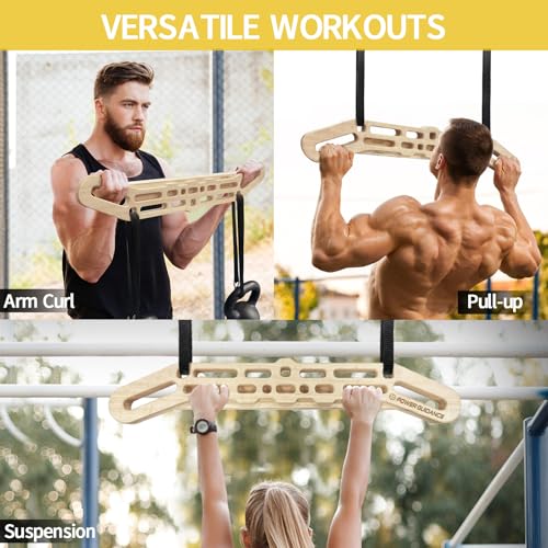Image of POWER GUIDANCE Wooden Hangboard Portable Rock Climbing Hangboard with Suspension Training Function, Enhance Finger Grip Strength, Indoor and Outdoor Use