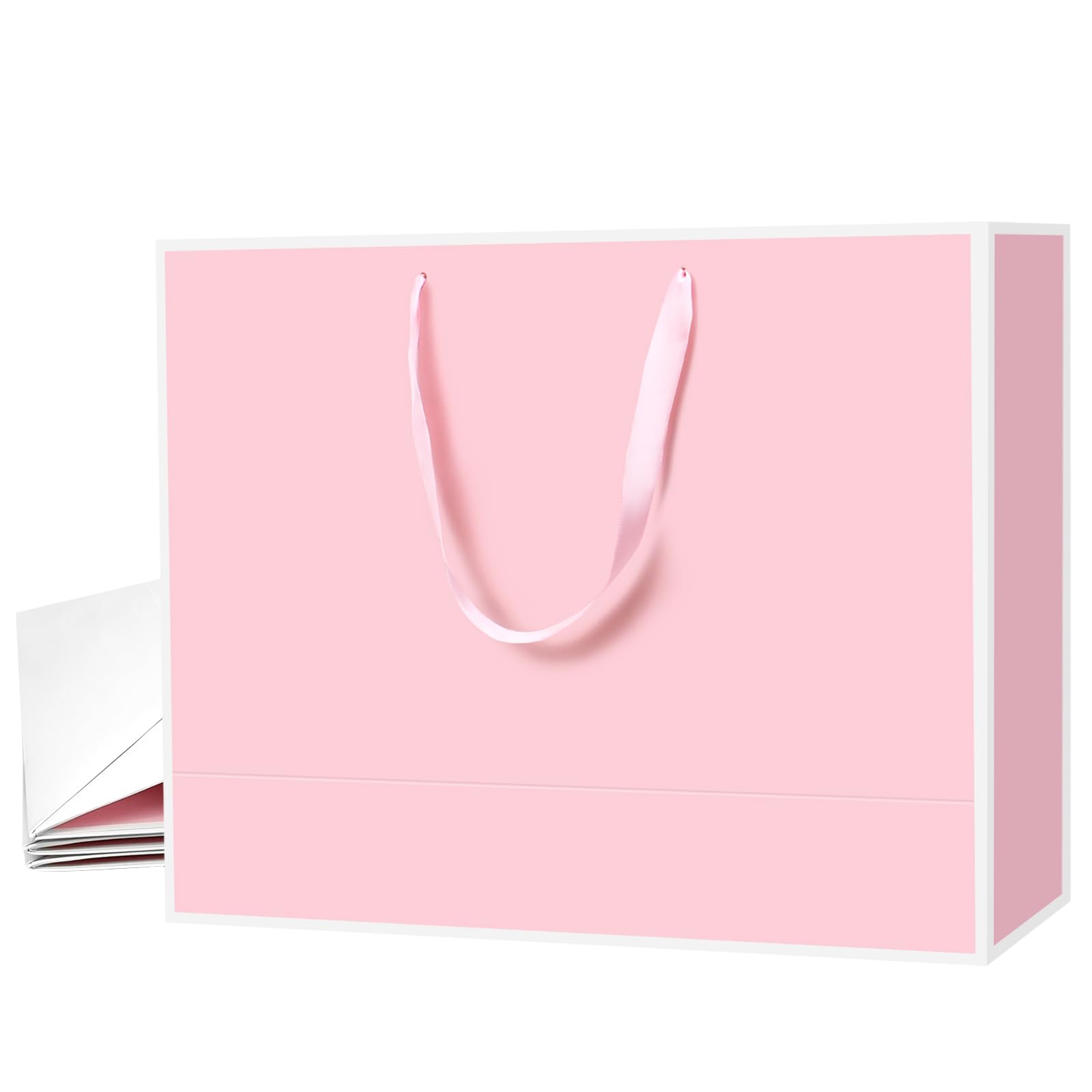 Large Pink Gift Bags,3Pcs 17"x5.5"x12.6" Paper Gift Bags with Ribbon Handle