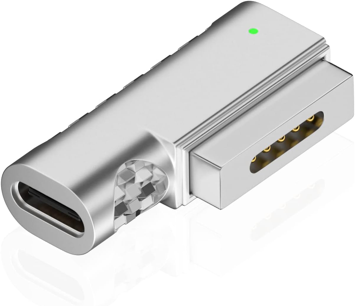 AreMe USB C to Magnetic T-Tip Charging Adapter, 90 Degree USB Type-C to Magnetic 2 T-Head 100W Power Fast Charging Converter for 2013-2015 MacBook Pro Air