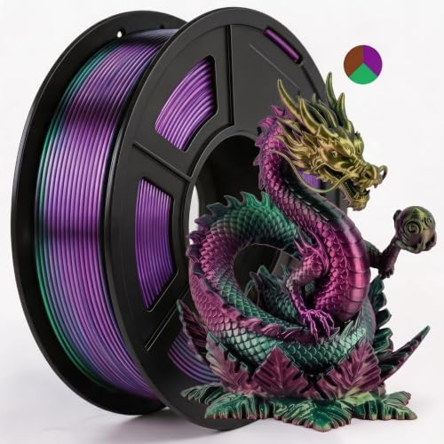 Image of 250G Silk PLA 3D Printer Filament 1.75mm Filajoy3D 3D Printing Filament Dimensional Accuracy + /- 0.03mm for Most FDM 3D Printers,Green Purple Copper