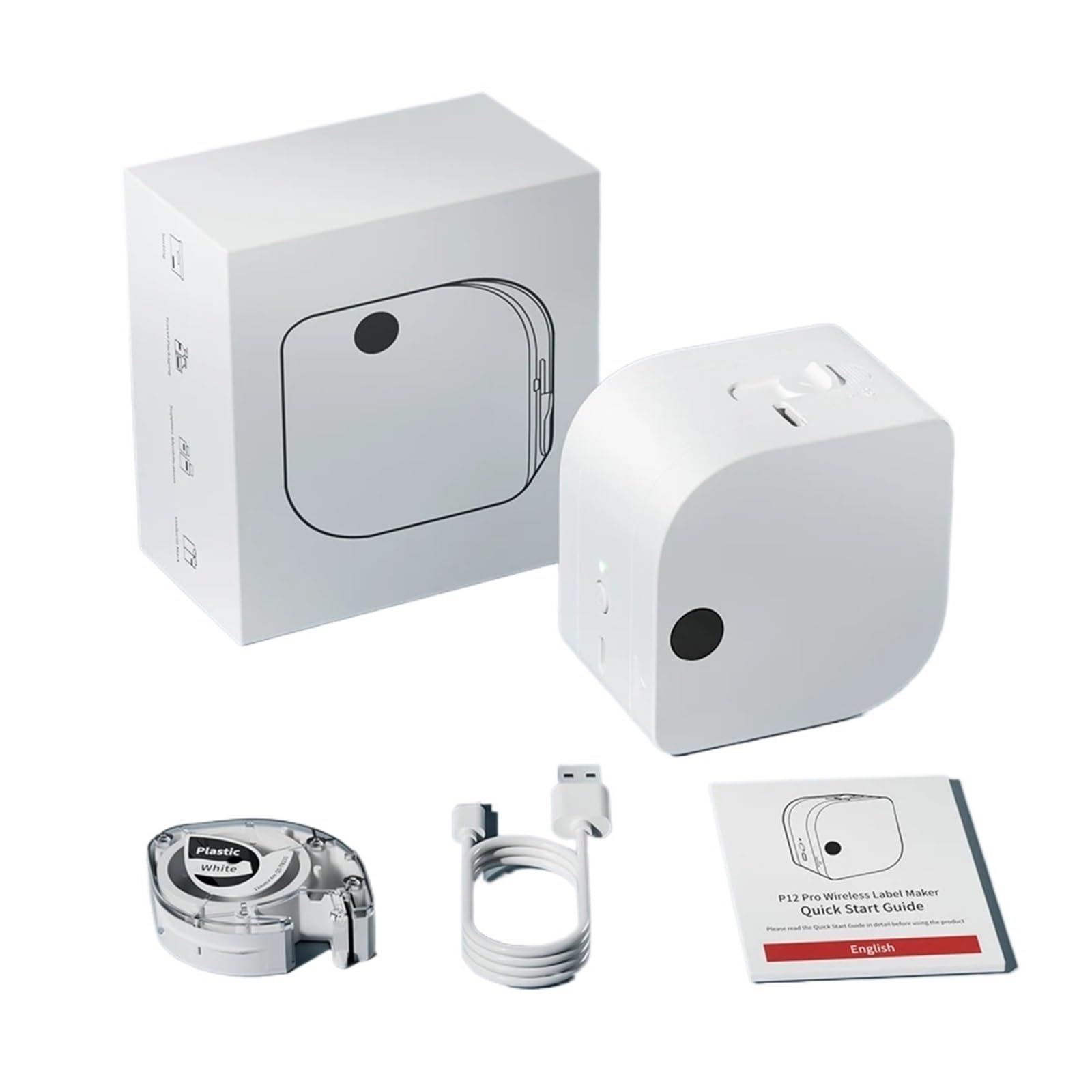 Drukarka Etykiet, Przenośna Drukarka Etykiet Bluetooth P12 Z Drukiem Termotransferowym I Wieloma Szablonami Do Przechowywania, Biura Domu(Gray)