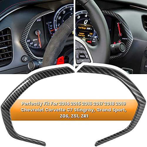 Carbon Fiber Side Meter Dashboard Panel Frame Cover Trim For Chevrolet Corvette C7 Z06 Z51 Zr1 Stingray Grand Sport 2014 2015 2016 2017 2018 2019 Interior Accessories Decoration (Black 2Pcs) #TOP1