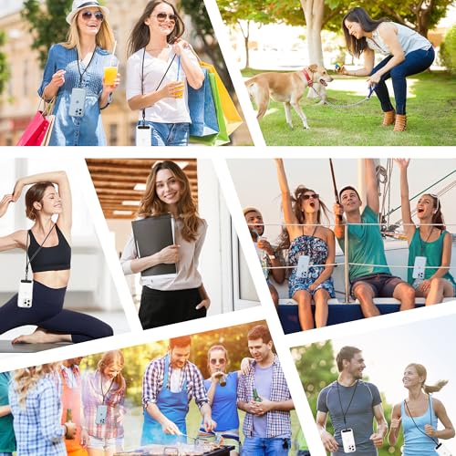 Image of Phone Lanyard 2 Pack - Universal Crossbody Neck Strap with 4 Pads Durable Adjustable Nylon Phone Lanyard for iPhone Samsung and More Black