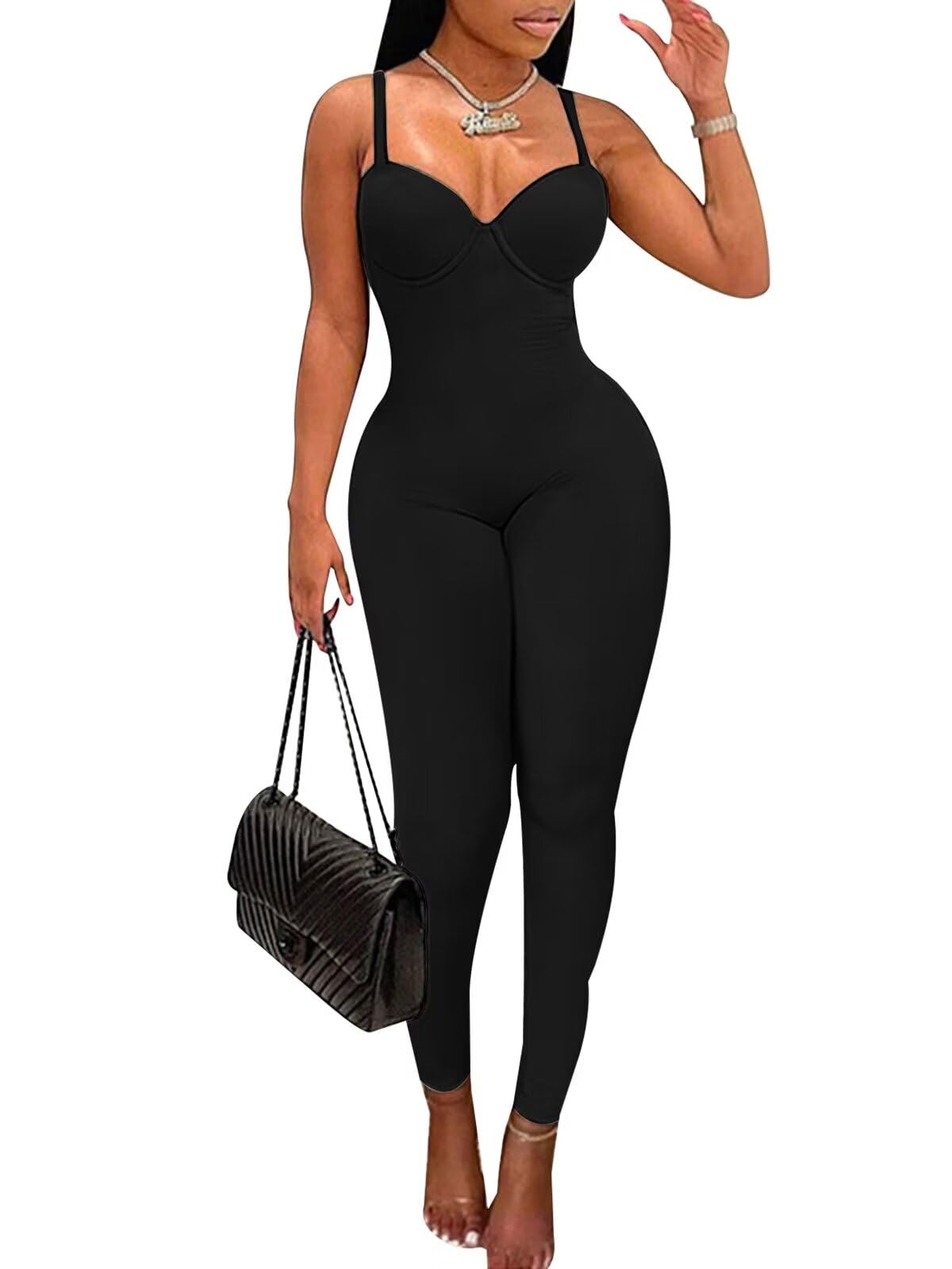 Women's Sexy Sleeveless Jumpsuits Bodycon Rompers Y2k Bodysuit Club Outfits