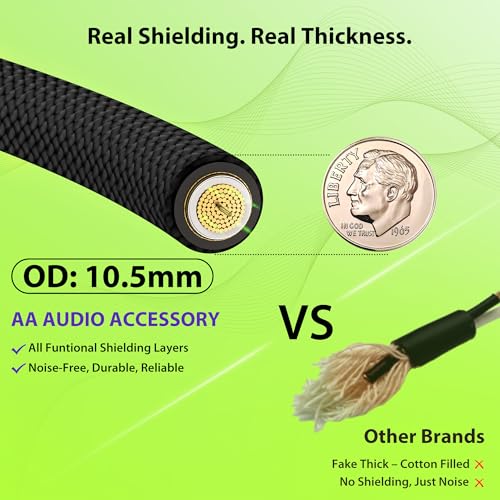 Image of AA AUDIO ACCESSORY 12 AWG 10.5mm 1 /4 inch TS Mono Speaker Cable 20ft Nylon Braided, Kevlar-Reinforced,Triple Shielded (2 OFC&Al-Foil), Noiseless Amp Head to Cabinet TS Cable, for Marshall Boss Orange EVH