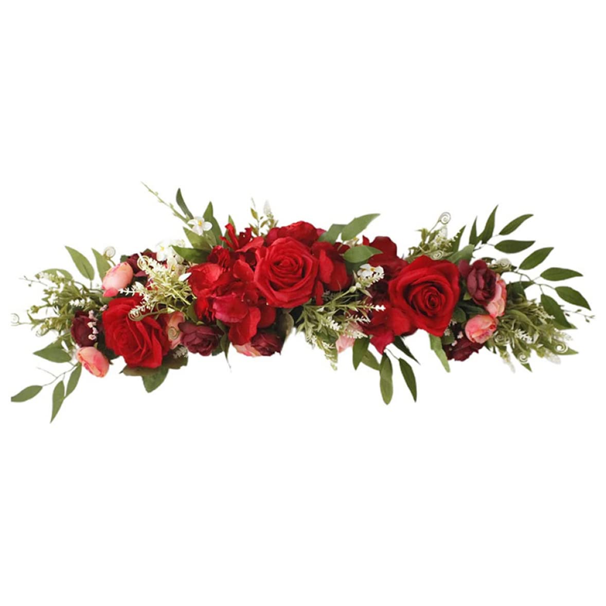 Hochzeitsbogenblumen, 65x16 cm künstlicher Rosenblumen -Swag, Bogenblumen für Hochzeitszeremonie -Mittelstücke Hausdekoration (rot)