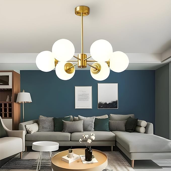 Carsten Nordic 6 Light Chandelier for Drawing Room/Jhoomer for Living Room/Chandelier for Dining Table/Ceiling Hanging Lights/Ceiling Pendant Lamp for Home/Bar/resturants/Cafe (Without Bulb)-image-4