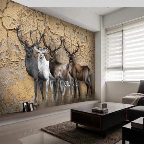Papel pintado 3D de ciervo para tapar imperfecciones de pared con textura de seda 3