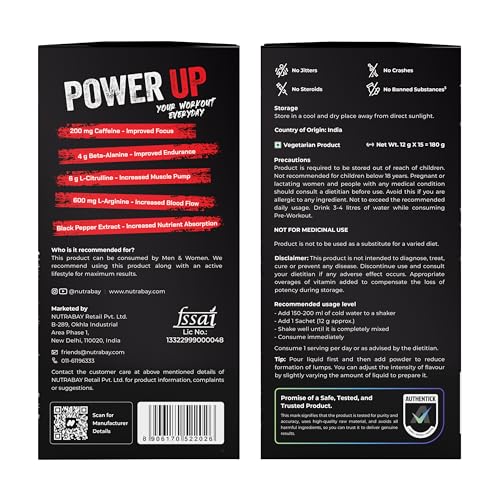 Image of Nutrabay RageX Pre Workout Supplement Powder - 180g (15 Sachets), Cola | 200mg Caffeine, 4g Beta-Alanine, 6g L-Citrulline, 600mg L-Arginine, & Black Pepper | Muscle Pump & Performance