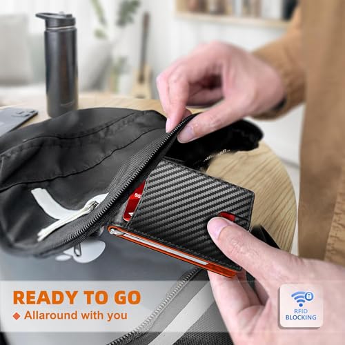 Slim Wallet For Men RFID Blocking Leather Wallet Front Pocket with Money Clip Bifold Credit Card Holder3