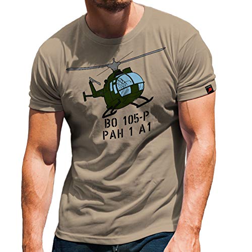 T-shirt Bundeswehr imprimé Hélicoptère Bölkow Blohm beige en taille XL