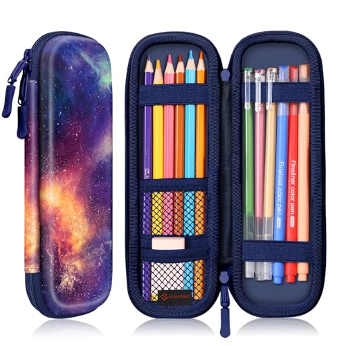 FINTIE Federmäppchen für Erwachsene, Eva-Hartschale Stoß- & wasserdicht 8 Stifte + Zubehör, Organizer-Etui mit Fächern für Büro, Schule, Uni & Reise,