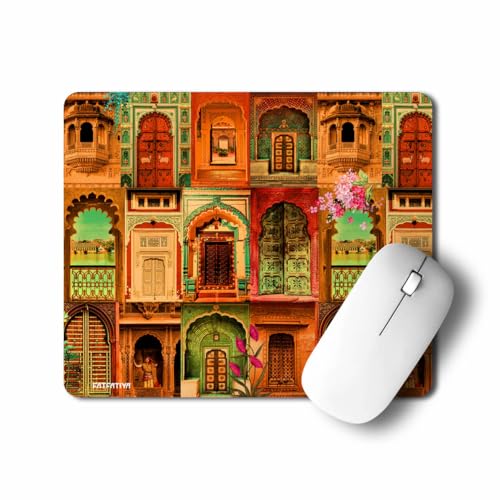 Image of Rajasthani Royal Doors Graphic Mouse Pad, Non-Slip Rubber Base Mousepad for Laptop, Computer & PC, 9x7.5 in - Enhanced Precision, Ergonomic Comfort, Ideal for Gaming & Office (Multicolor)