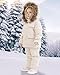 YUEMION Toddler Girl Snowsuit 2Pcs Kids Down Jacket Winter Hooded Coat +Snow Bib Pants Kids Windproof Skiing Suits (4T/5T,White1)