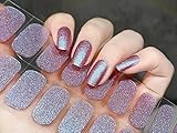 LIFOOST Full Cured Gel Nail Strips Glitter Gel Nail Polish Stickers 20 Extra-Long Gel Manicure Strip