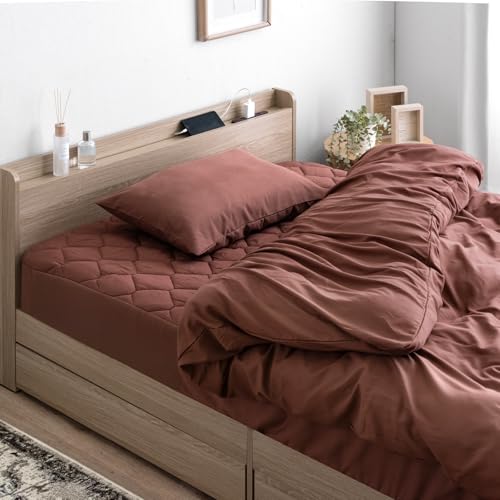 タンスのゲン ベッド用 布団セット シングル 【敷パッド一体型ボックスシーツ】 6点セット 取り付け時短 対応マットレス 厚さ10～25cm 洗える 抗菌 防臭 防カビ ピーチスキン 62100036(109390)