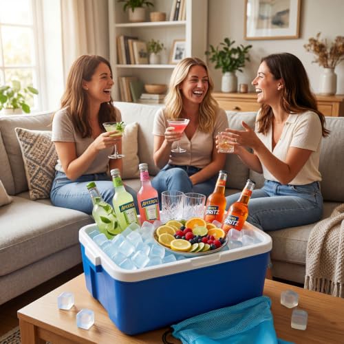 Image of 450 Pcs 15 lb Reusable Ice Cubes Bulk Clear Plastic Refreezable Cooler Cubes Keep Drinks Cool Longer Without Diluting Large Pack Ice Cube for Lunch Boxes Coolers Party Bars Camping Supplies