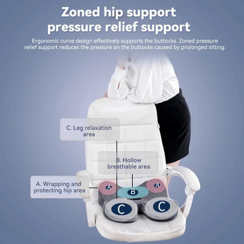 Image of Orthopedic Seat Cushion - Standard, 17.7 x 13.8 Inch Memory Foam Gel Chair Cushions for Back, Tailbone, Butt and Coccyx Discomfort Relief - Support Pillow for Office, Car, Home & Wheelchair (Design 4)