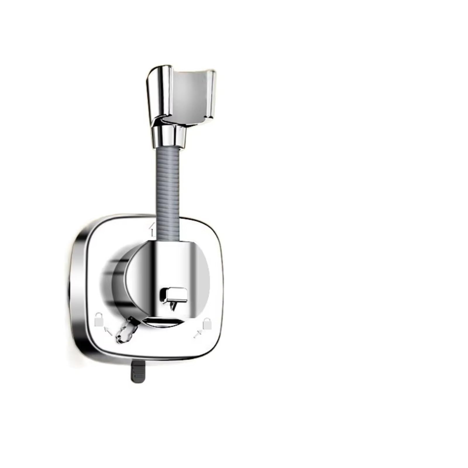 Shower Head Holder No Drill Shower Head Holder Adjustable Universal Showerhead Bracket Suction Cup Bathroom Wall Mount Accessories(Sliver)