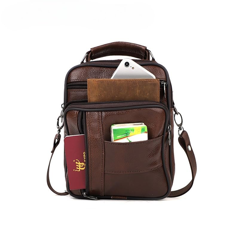 Real Leather Samll Messenger Bag for Men Casual Sling Business Handbag Shoulder Crossbody Work Daily Bag Vintage Men's Purse