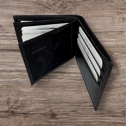 Leather Bifold Wallet for Men - Leather Wallet - Center 2 Flap - ID Window, 2 Business Windows, 10 Credit Cards Slots, 2 Money Slots - Genuine Leather Wallets - Ultra Strong Stitching (Dark Brown)3