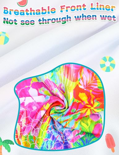 Image of TENVDA Girls Rash Guard Swimsuit Long Sleeve Bathing Suits with Shorts for 3-12 Years Old Kids