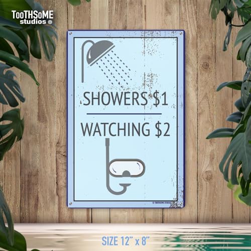 Cartel divertido para piscina 12" x 8" metal miniatura 3