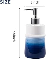 Vista 2 de Ceramic 12Oz Soap Dispenser for Kitchen, Refillable Hand Dispenser with Pump, Lotion Dispenser Bathroom for Dish Soap, Hand soap. (Navy Blue)