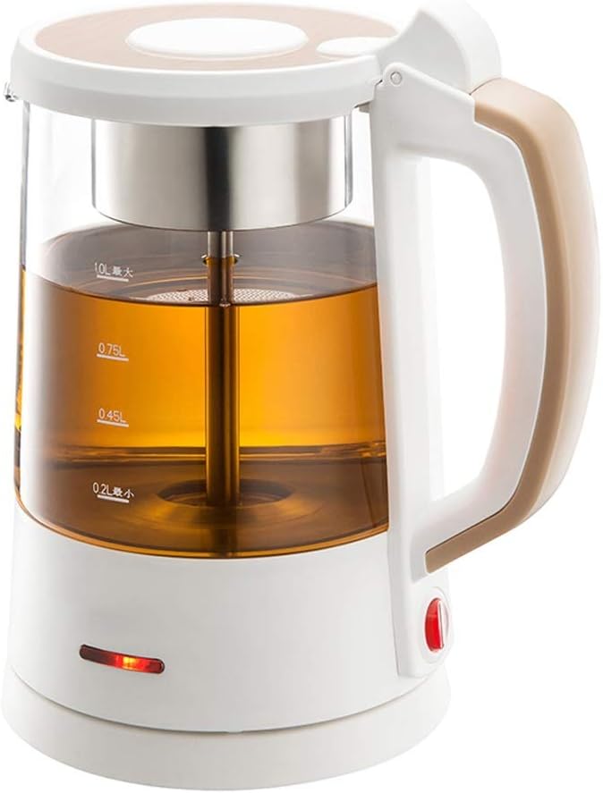 Electric Glass Kettle - 1.0 Liter Blue Led Illuminated Portable Office Auto Power Off Stainless Steel Quick Boil Tea Jug Kettle Tea Pot Auto Shut-Off Clear (color : White) lofty ambition hopeful
