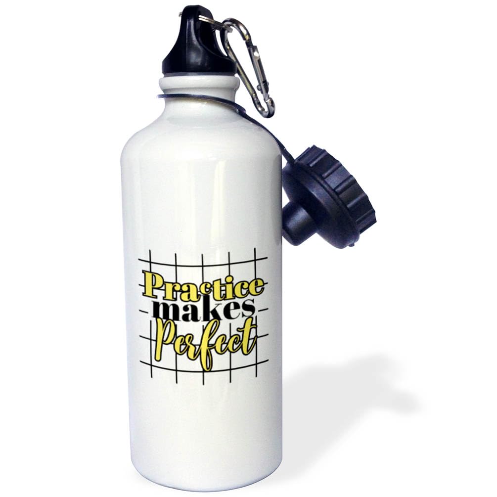 3dRose Lourdes - Quote - Image of Quote Practice Makes Perfect - Water Bottles (wb-388453-1)